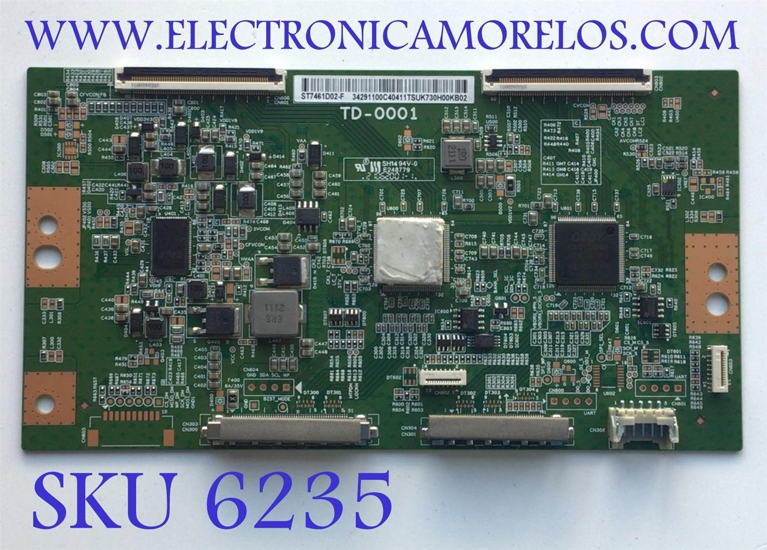 T-CON PARA TV SONY / NUMERO DE PARTE ST7461D02-F / TD-0001 / 34291100C40411TSUK730H00KB02 / 1-011-260-21 / MODELO KD-75X85J / KD75X85J / XR75X90J / XR75X90J	